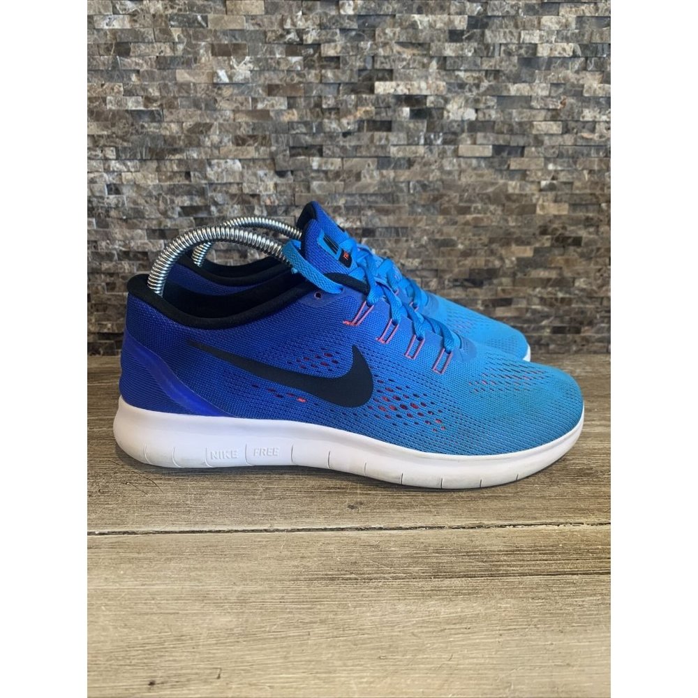 Nike Mens Free RN Blue Glow Running Shoes 831508-404 Mesh Lace Up 7.5 RARE